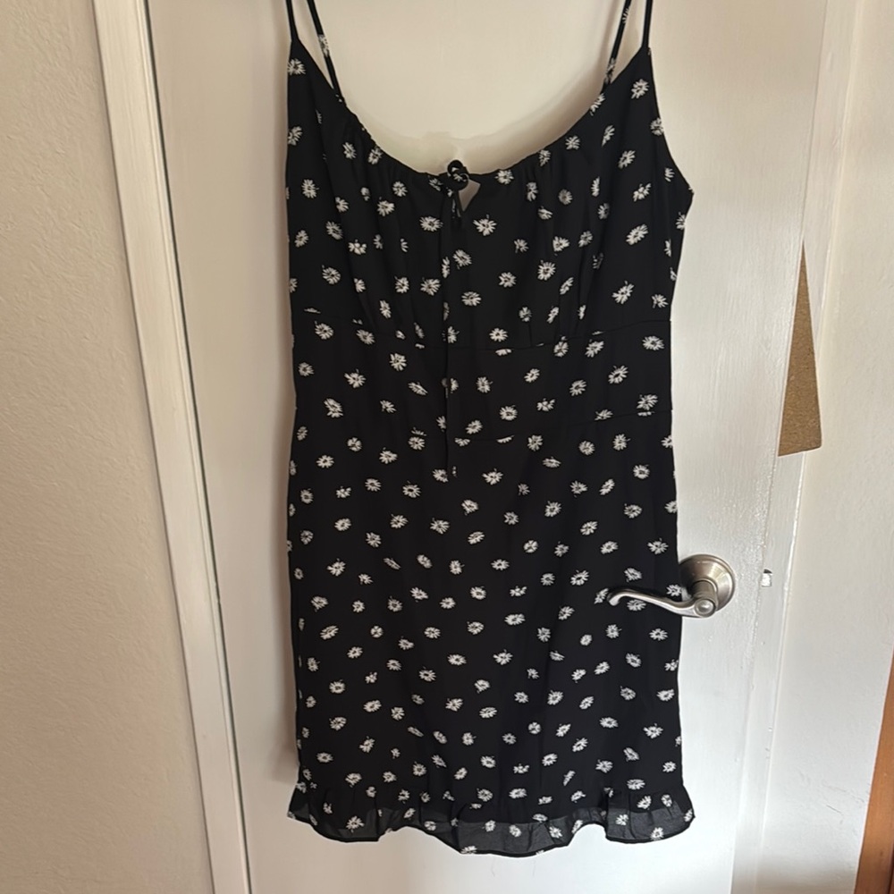 NWT Abercrombie Black mini Dress with White Floral Pattern